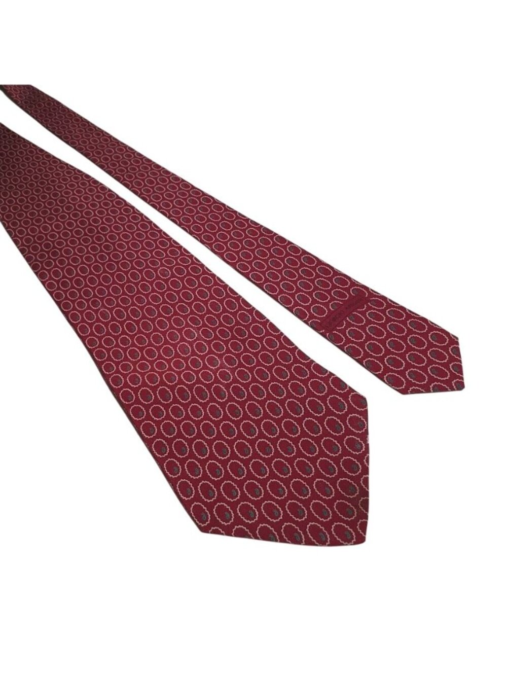 Giorgio Armani Cravatte Mens Silk Tie Red Green Circle Pattern Made In Italy For